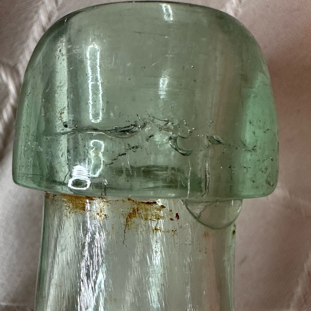 Antique 1800s Light Green Torpedo Bottle, 9” tall - Picture 6 of 7